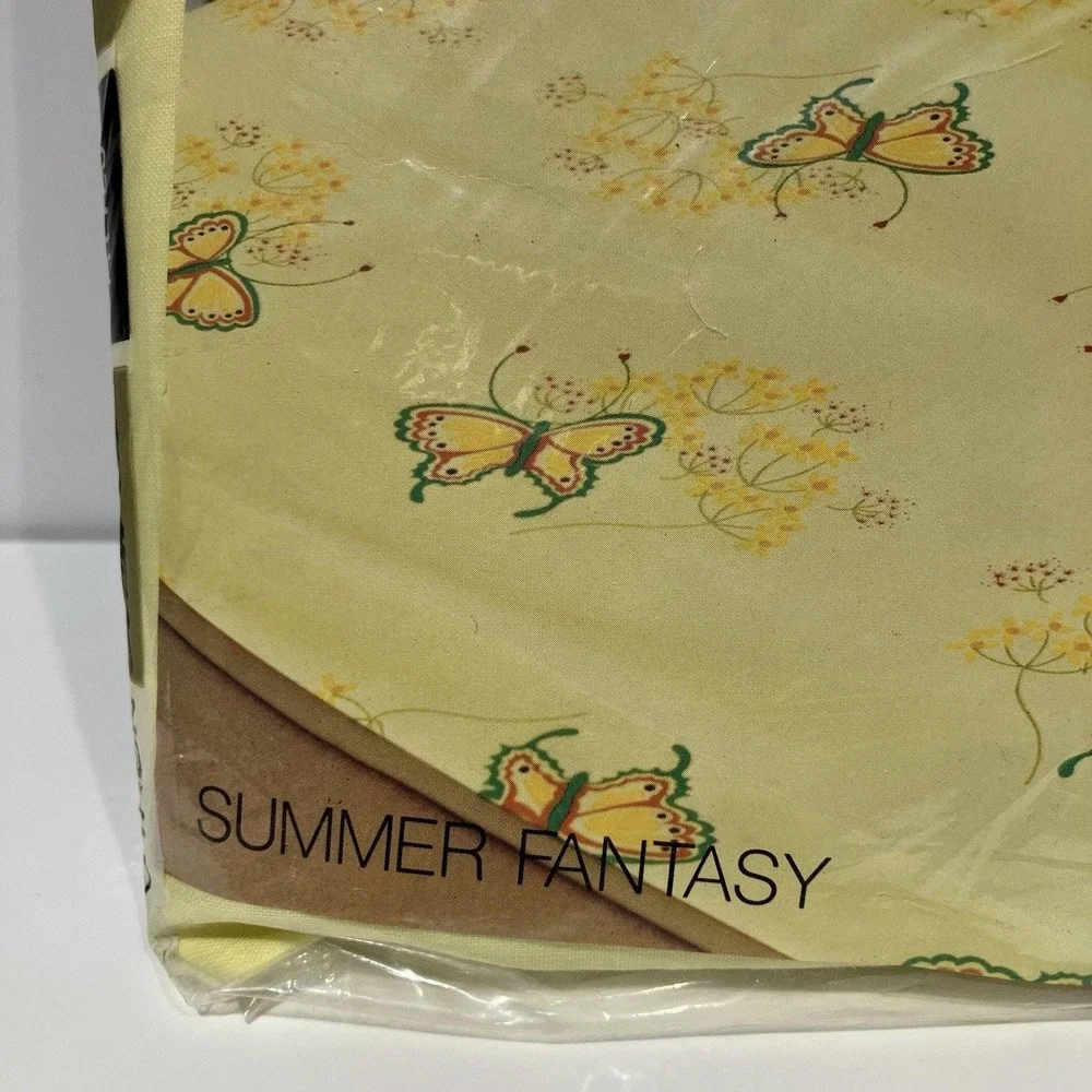 Tastemaker Full Fitted Sheet Summer Fantasy Butterflies No Iron Muslin 70s NOS